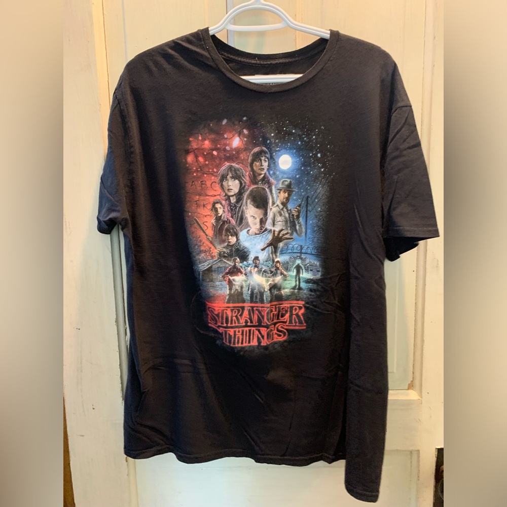 Black Stranger Things Printed T-Shirt